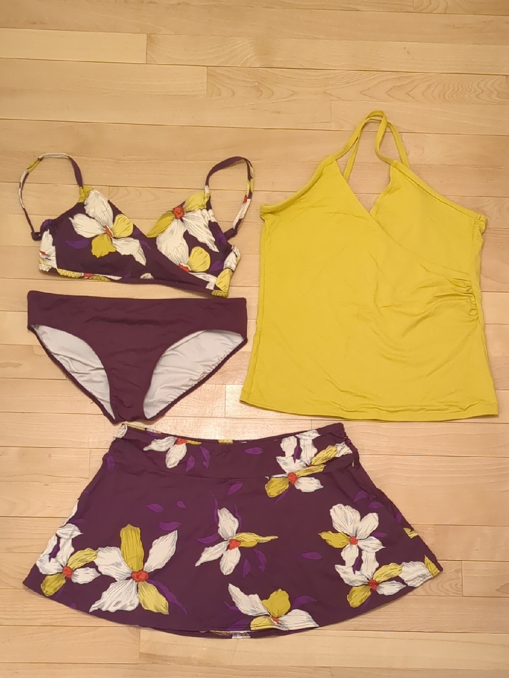 Lands End Bikini And Cover Up Top And Skirt Set 6